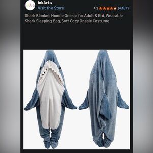 shark hoodie blanket, size XL, new in packaging